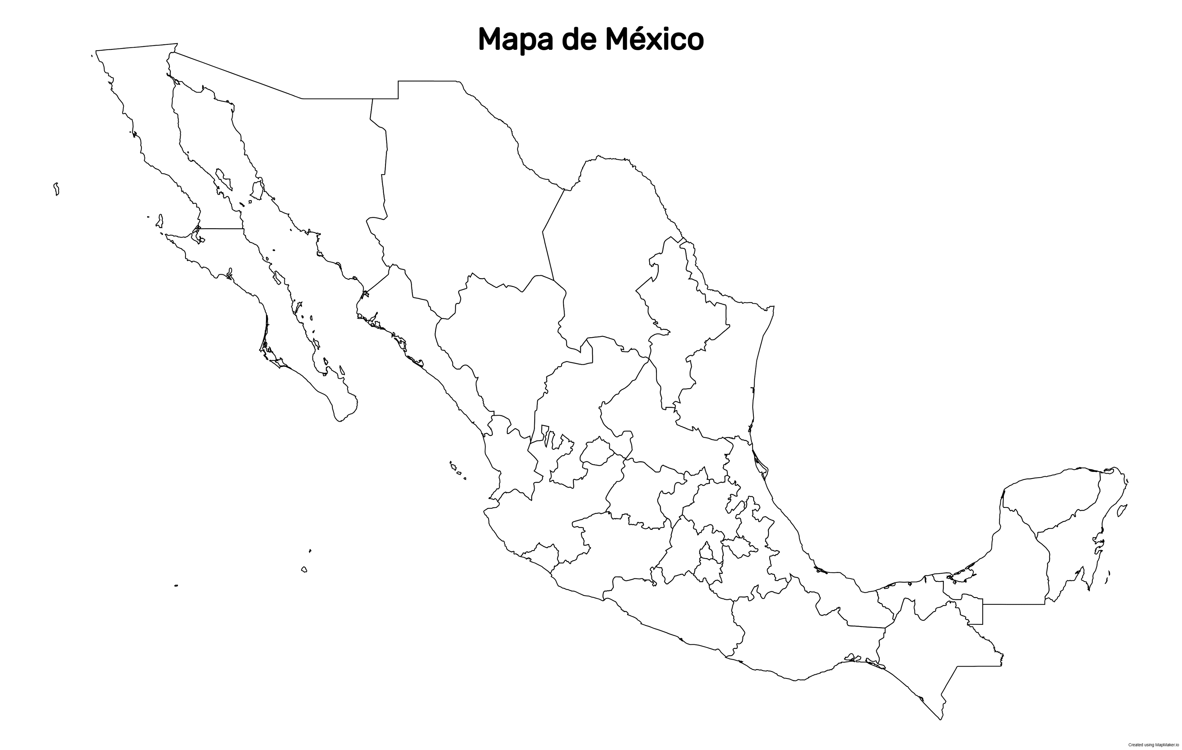 Carte Vierge Imprimable du Mexique