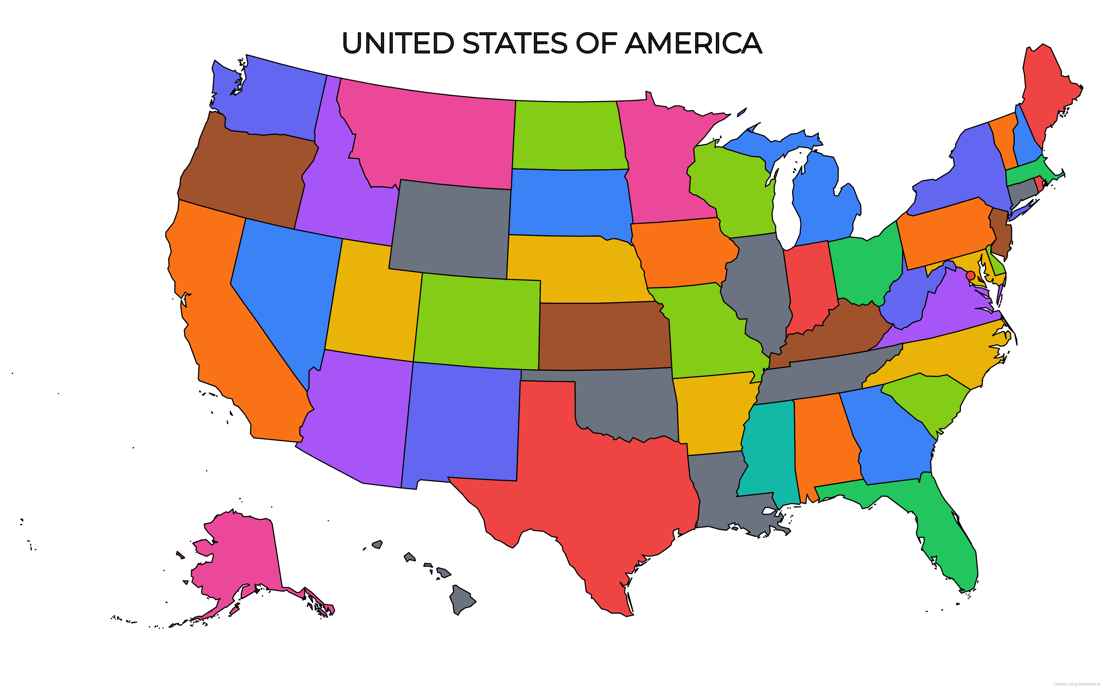 Colored USA Map