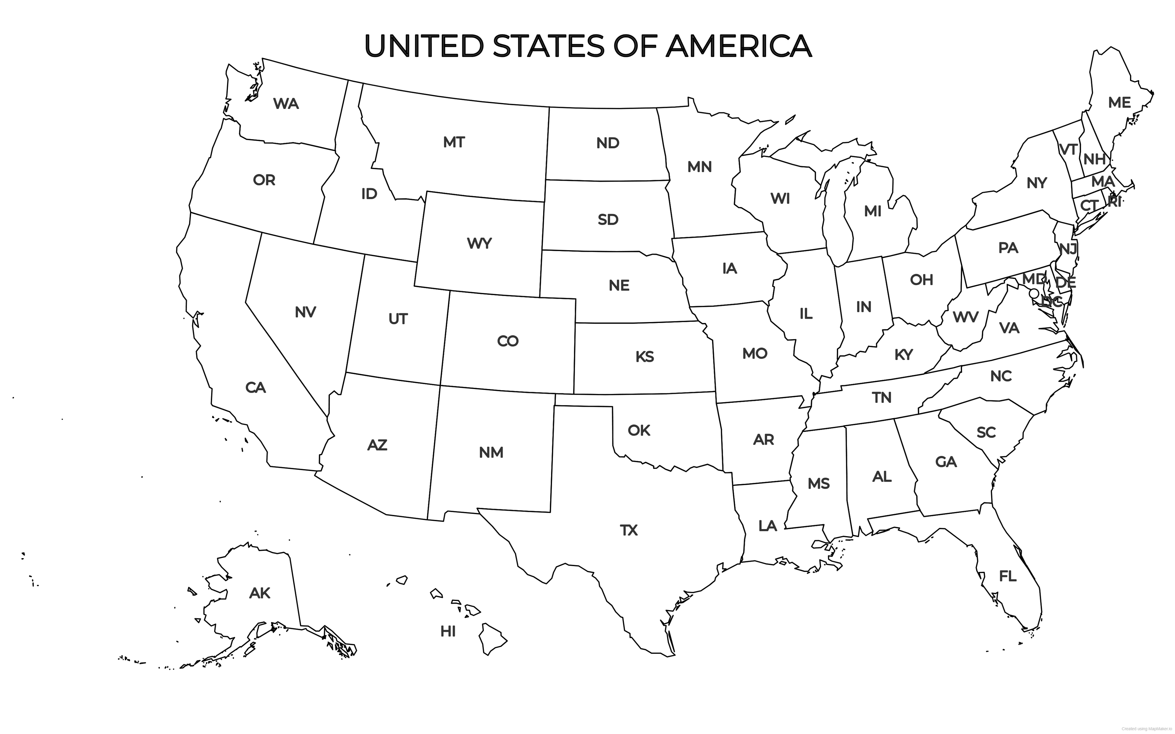 Printable US Map with State Names