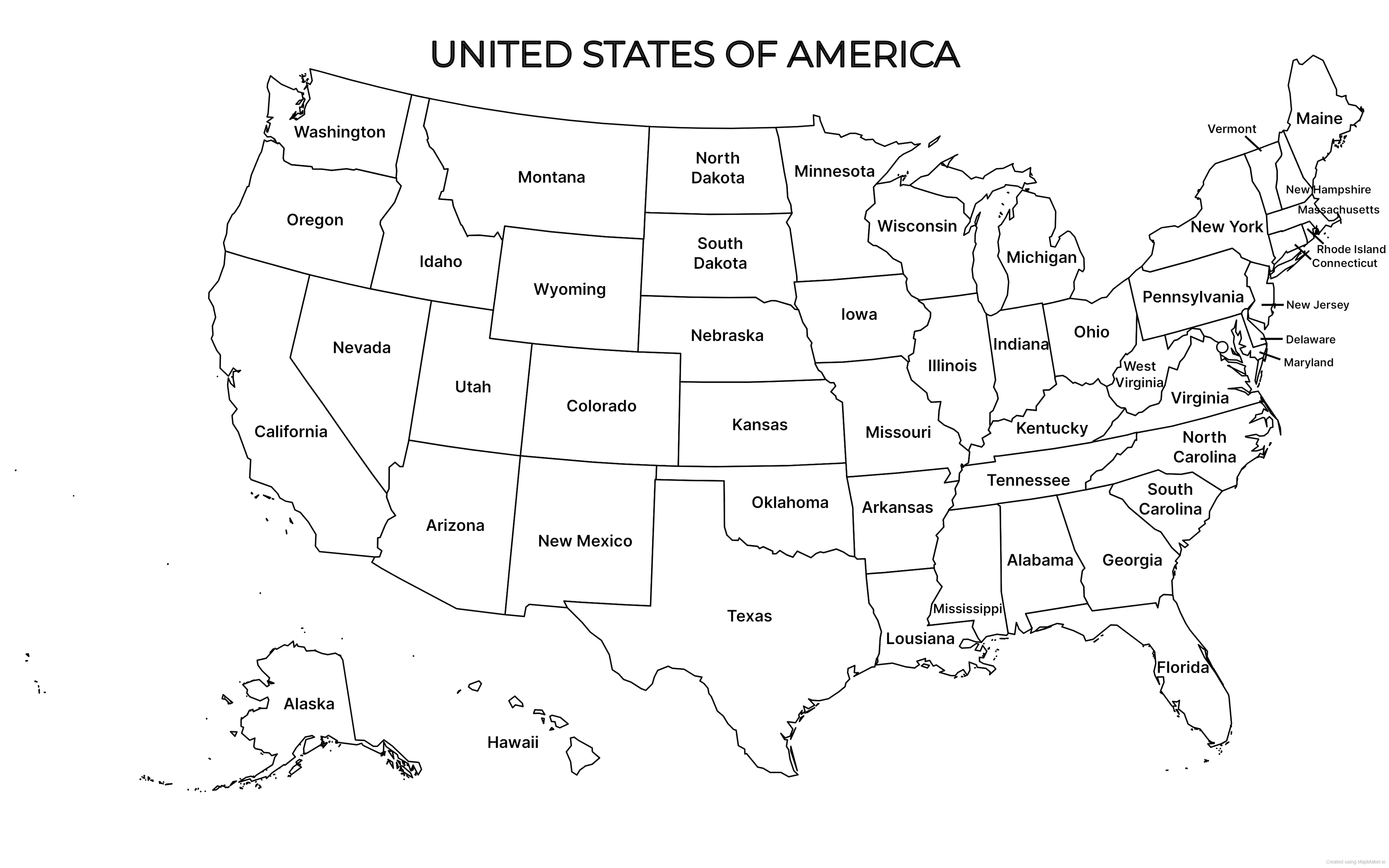 US Map with State Full Names